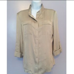 Gray Silk Elie Tahari Portofino Blouse
